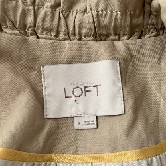 Loft Ruffle Waist Trench Womens Coat Sz S Cottage Boho Romantic Preppy Workwear - Picture 9 of 13